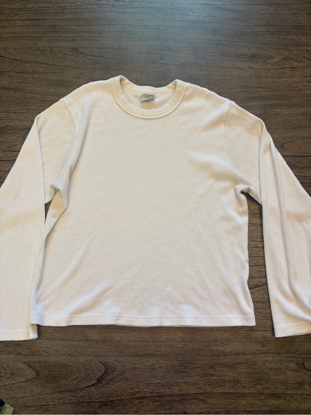 Cotton On Men's Long Sleeve Waffle Crew Neck Shirt - Cream